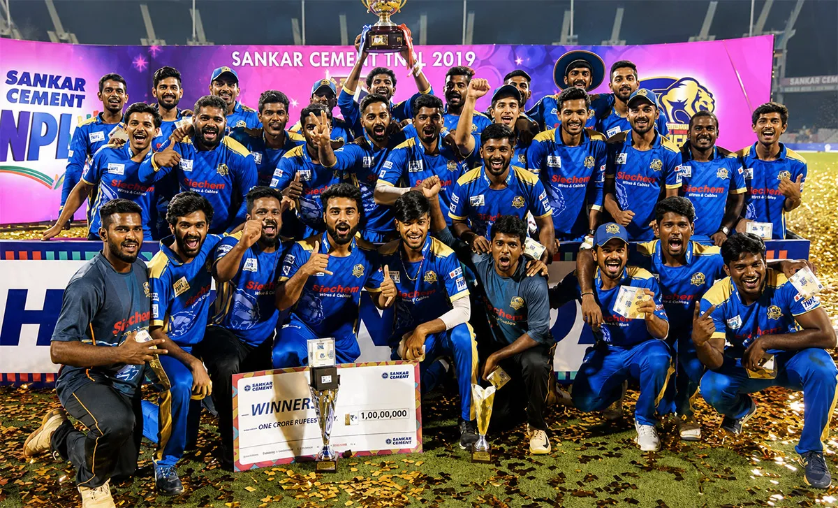 Madurai Panthers celebrating the 2018 TNPL championship
