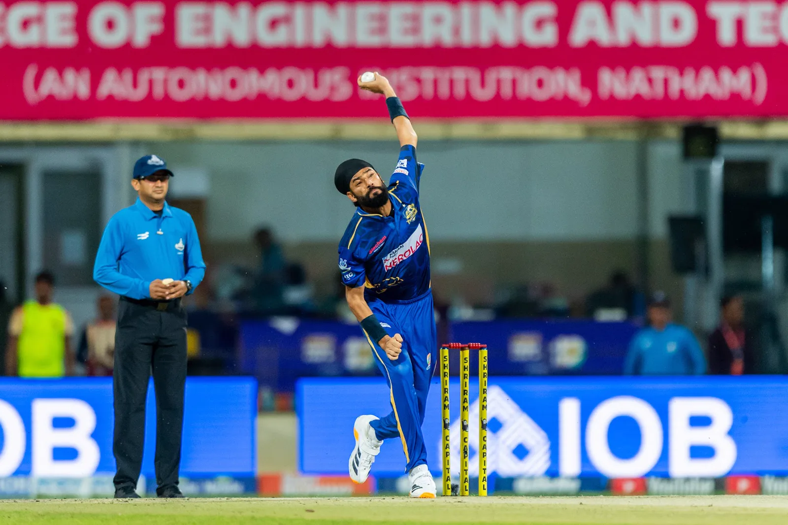 Madurai Panthers bowler in action against Chepauk Super Gillies