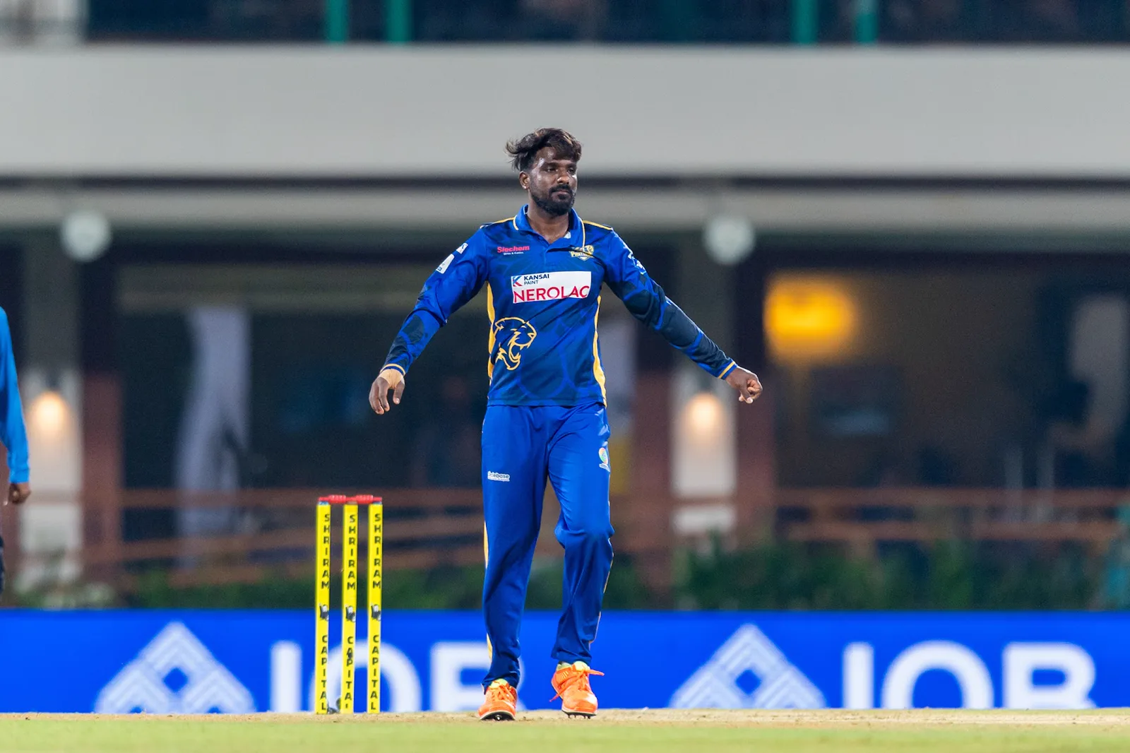 Madurai Panthers bowler in action during the TNPL 2026 final