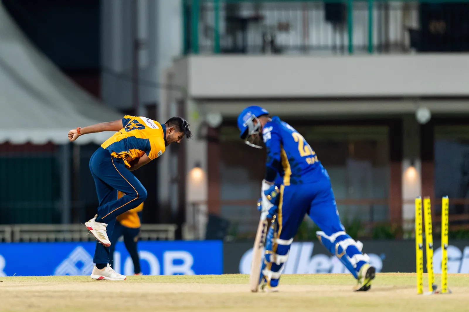 Madurai Panthers batter driving against Nellai Royal Kings